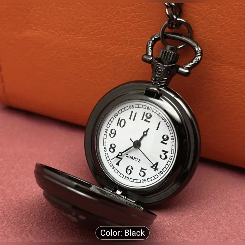 New Black Pocket Watch with Eagle and Flag Design, T1MISB4G